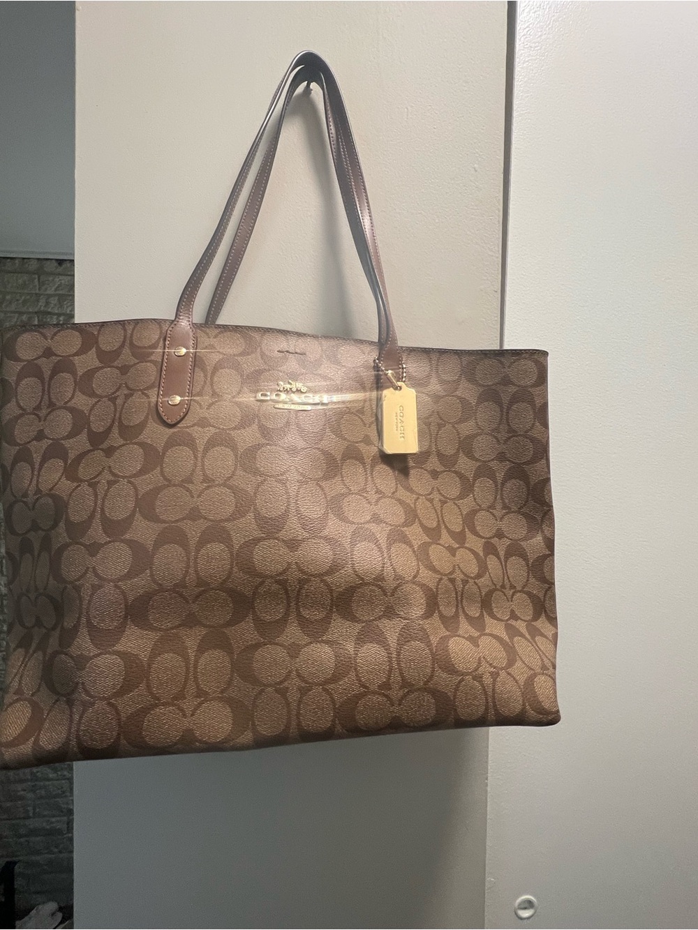 Coach Signature Canvas Tote in Brown